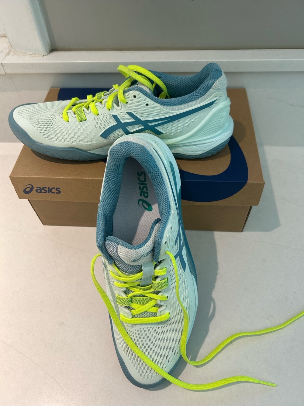 Asics Women's GEL-RESOLUTION 9 CPS Shoes in Soothing Sea/Gris Blue